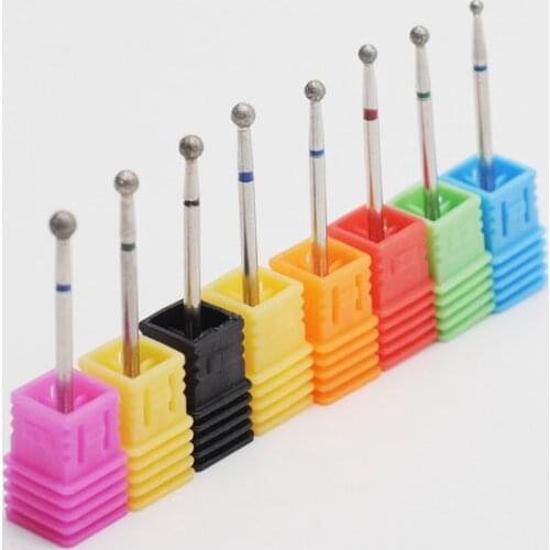 Dental Polishing Burs Diamond Spherical Head Nail Drill Bits Electric Nail Art Manicure Cuticle Bur 1Pcs