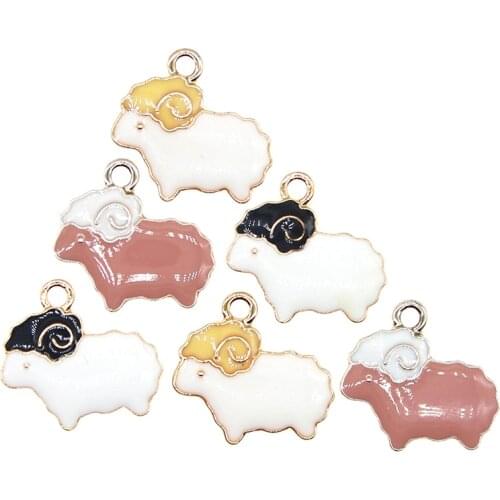 10pcs/lot 18*20mm Cute Animal Enamel Sheep Charms for DIY Earring Necklace Girls Jewelry Handmade Findings XL1004