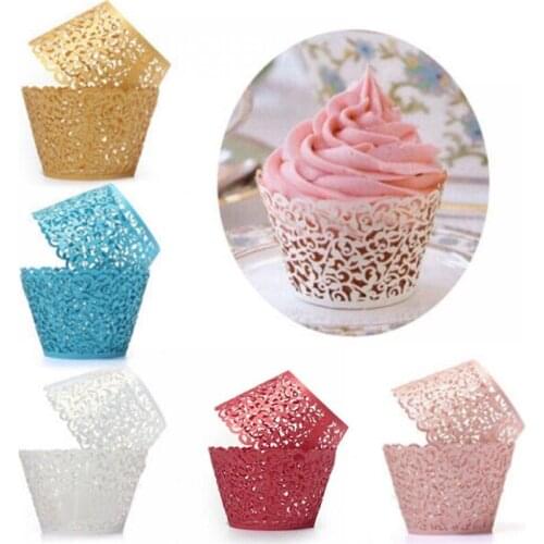 12pcs/set Laser Cut Cupcake Wrapper Decor Birthday Cupcake Wrapper Wedding Party Decoration Baby Shower Handmade Cake Decoration