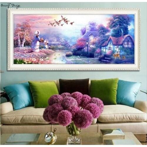 2018Christmas European Style Cottage Diamond Painting Living Room Landscape Diamond Cross Stitch Bedroom Home Decor Wall Sticker