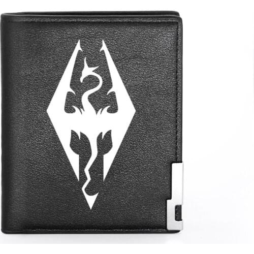 2021 Fashion The Elder Scrolls V Skyrim High Quality Leather Men Wallet Classic Credit Card Holder Short Purse