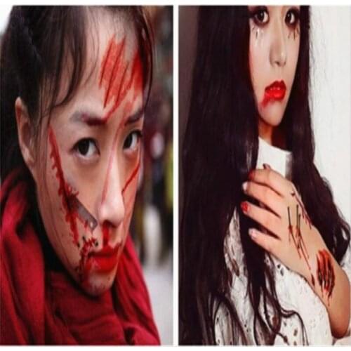 3D Terror Halloween Funny Fake Scar Film Special Effect Latex Prop Makeup Scar Stick Scar Hot Wound Stick