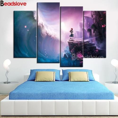 4pcs Diamond Paint Anime Fairy Tail handmade diamond cross stitch Mosaic home decorative art painting round square drill