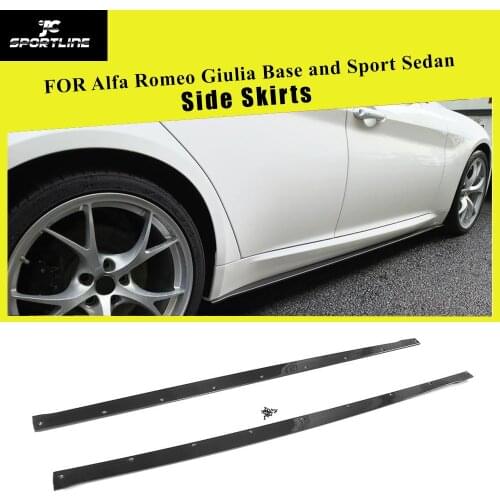 Carbon Fiber Side Skirts Extensions Lips for Alfa Romeo Giulia TI Base Sport Sedan 4 Door 2015 - 2017 Bumper Side Skirts