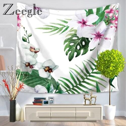 Zeegle Floral Leaves Printed Large Wall Tapestry Polyester Wall Hanging Bohemian Wall Tapestries Mandala Wall Art Decor
