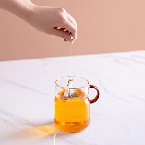 Household Drinking Glass Tea Cup Heat-resistant Office Glass Water Bottle with Handle and Leakproof Silicone Lid for Adults Kids