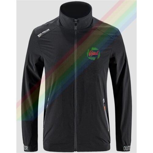 Castrol Wakefield Motor Oil Patented Slim Sport Jacket Men Outdoor Zippered Comfortable Soft Jacket Mens Casual Front Printing