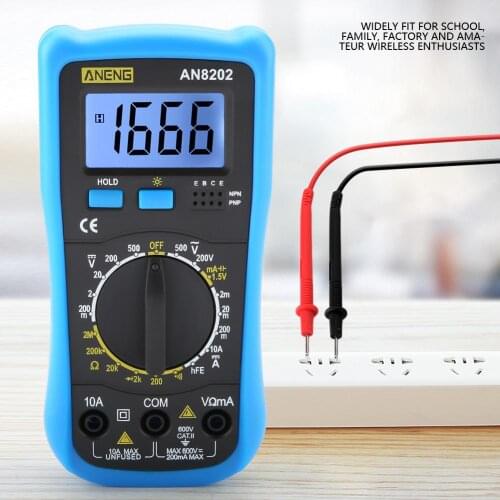ANENG AN8202 Digital LCD Backlight Multimeter AC/DC Voltmeter Ammeter Ohmmeter Tester