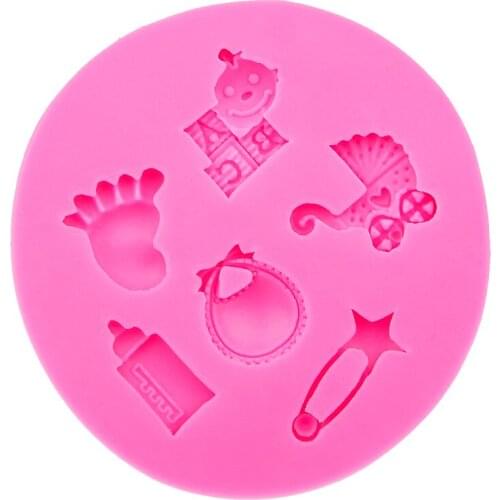 Baby carriages Bottles ABC letter foot Silicone Mold chocolate Fondant moulds baking DIY cake Decorating Tools T0494