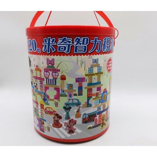 120PCS Big Size DIY Building Blocks Disney Mickey House Friends Kids Wooden Block Early Educational Toys for Children Girls Boy