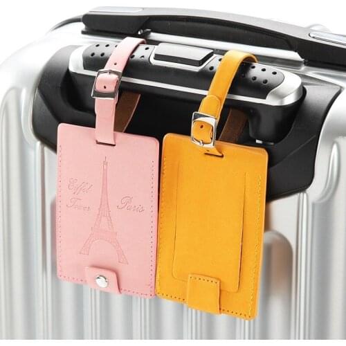 Creative Eiffel Tower Suitcase Leather Luggage Tag Label Bag Pendant Handbag Travel Accessories Name ID Address Tags