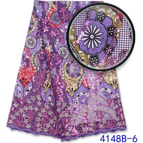 XIYA Ankara Sequins Lace Fabrics 2021 Latest African Wax Lace Fabric For Bridal Lace Nigerian Net Lace Fabrics 4148B