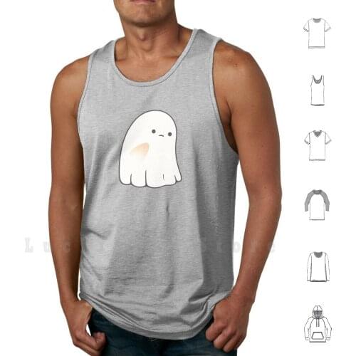 Sad Ghost tank tops vest 100% Cotton Spooky Haunted Soul Spirit Irony Trick Or Treat Cute Ghost Love Sheet Ghost Laundry