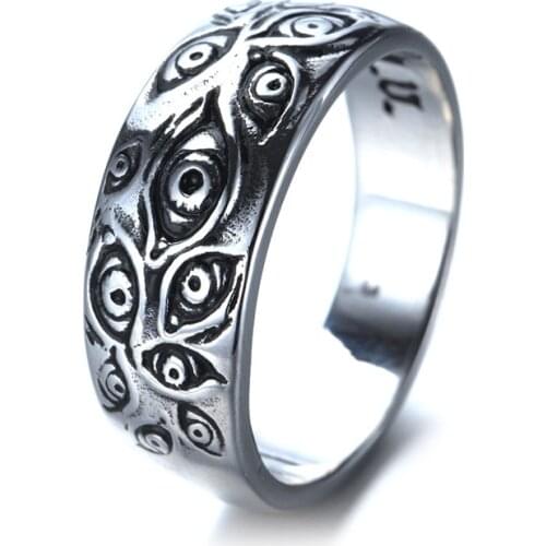Punk Fashion Men Women Retro Hip-Hop Personality Engraved Demon Eye Ring Hipster Jewelry Gift