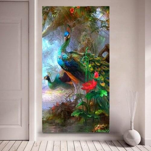 DIY Diamond Embroidery peacocks couple Square Pattern Rhinestone Sets Diamond Painting Cross Stitch Wall Decor large size YG2121