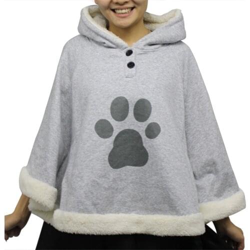 Game Neko Atsume Cosplay Costume Cloak Cat Backyard Kawaii Hoodie for Female Winter Warm Cape Flannel Hooded