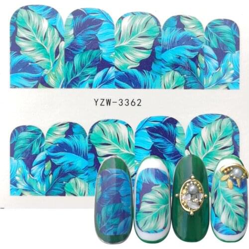 Stickers for Nails Leaves Grass Plant Stripe Water Sliders Manicure Decor Watercolor Nail Art Accessories Cheap Nail Stickers