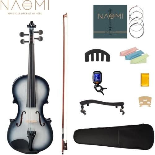 NAOMI 4/4 Full Size Gradual Painted Acoustic Violin Fiddle W/ Carrying Case Rosin Brazilwood Bow Student Violin Beginner Use