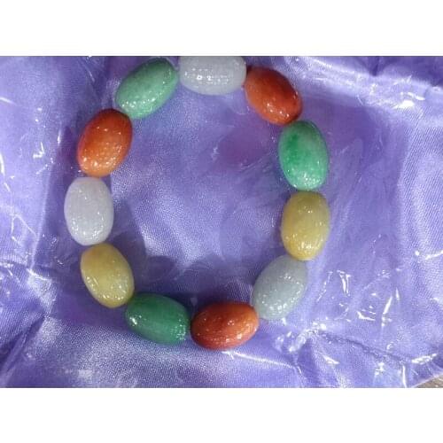 Natural Jadeite Three Color Jade watermelon Bead Bracelet Hand Carved Jewelry Gifts Wholesale