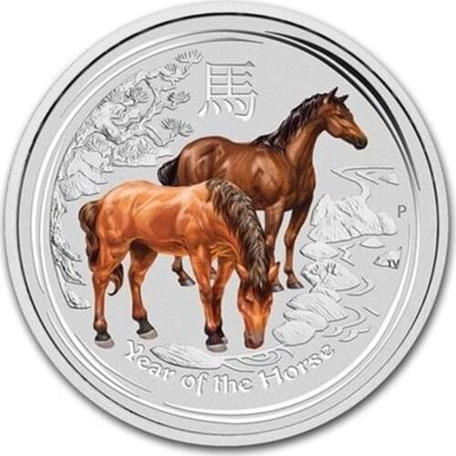 Year of The Horse Australia Animal Commemorative Coins 1 oz 9999 Silver Colorful Elizabeth II Souvenirs New Year Gifts