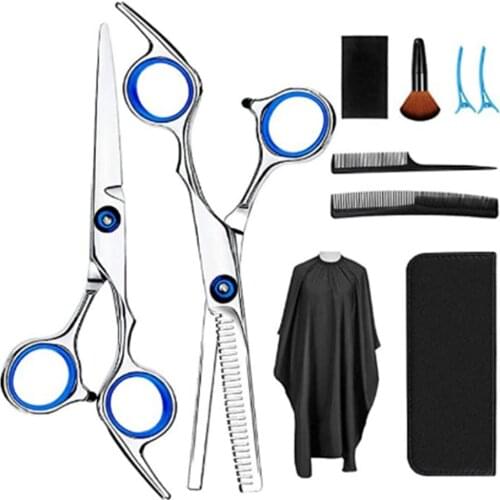 Hairdressing Scissors Ten Sets of Flat Scissors Teeth Scissors Thinning Hair Salon Children Home Hairdressing Tool Set