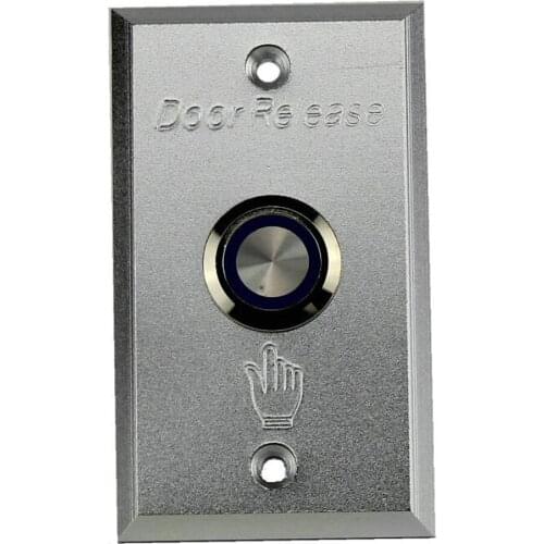 Durable Aluminum Alloy Push Button Switch Exit Button Door Release with Blue Backlight LED for Access Control