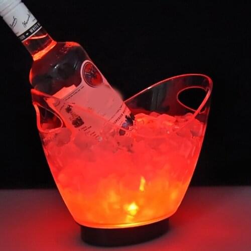 P15D Transparent Colorful LED Light Gradient Ice Bucket Bar Wine Trough Water Entertainment Stand Holder Glass Wine Bottle