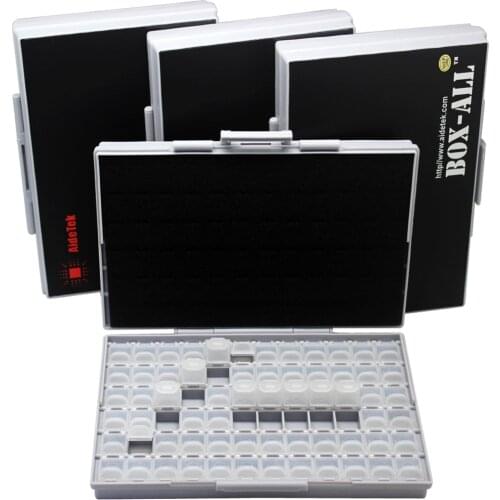 AideTek transparent box SMT Resistor Storage Box Enclosure1206 0805Compartments white Labels plastic toolbox Organizer 4BOXALL72
