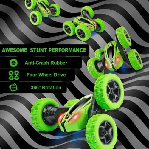 Remote Control Car ORRENTE RC Cars Toy 4WD 2.4Ghz Double Sided 360 Rotating RC Car with Headlights Toys Children