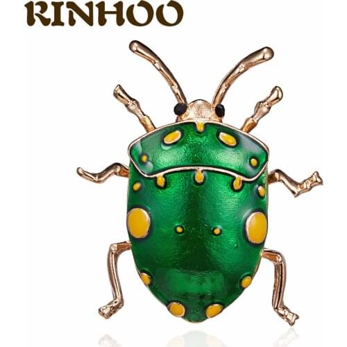 RINHOO Enamel Beetle Brooches for Women Cute Fashion Bug Insect Brooch Pin 2-Color Summer Style T-shirt Accessories Gift