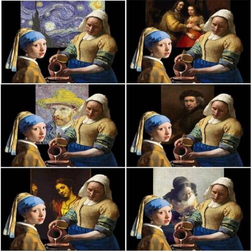 Painter Vermeer Wilhelm Van Gogh Rembrandt Series 5d Diy Diamond Painting Full Square/circle Inlaid Diamond Embroidery Painting