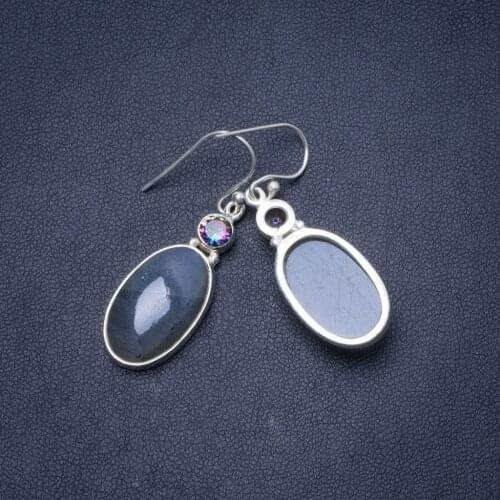 Natural Labradorite and Mystical Topaz Handmade Unique 925 Sterling Silver Earrings 1.5" Y0663