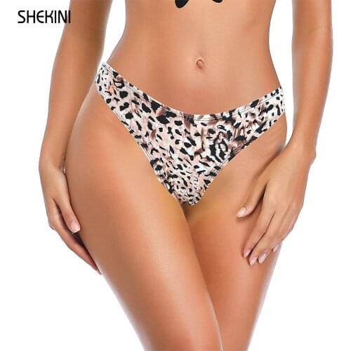SHEKINI Womens Low Waisted Bikini Bottoms Stylish Printing Swimsuit Briefs Beach Shorts Saucy Swim Trunks Summer Swimwear Pants