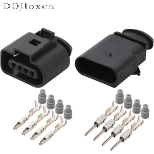 1 Set 4 Pin 1.5MM Series For AUDI VW Lntake Pressure Sensor Black Plug Automotive Wire Waterproof Connector 1J0973704 1K0973804