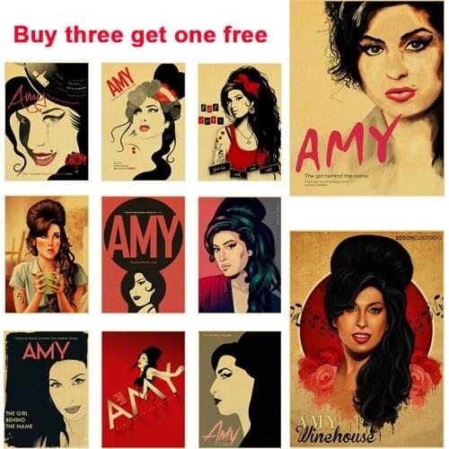 A3 and A4 Old-fashioned Poster Jazz Songbird AMY Brown Paper Sticker Poster DIY Home Bar Cafe Art Deco Wall Painting