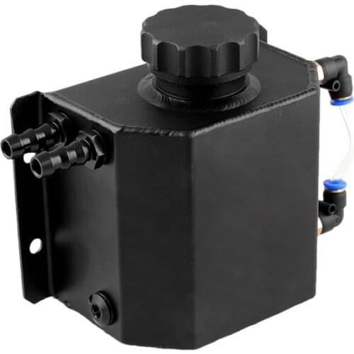 Universal 1L Black Aluminum Radiator Coolant Overflow Bottle Recovery Water Tank Reservoir