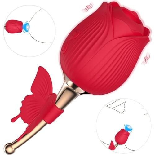 Rose Sucking Vibrator Toy with 10 Frequency 2 in 1 Clitoris Nipple Stimulation G spot Clitoral Vibrator Adult Sex Toys for Women