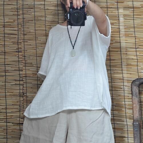 Johnature Women Summer T-Shirts O-Neck Short Sleeve 2020 New Summer Solid Color Casual Female Cotton T-Shirts