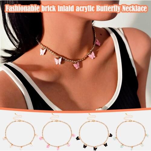 2021 Sweet and Lovely Butterfly Bracelet womens gold silver shining crystal Chain Necklace Fashion Jewelry Wedding Gift