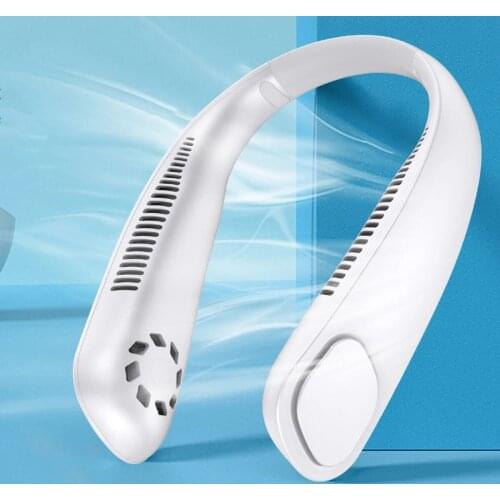 1pc Mini Neck Fan Portable Bladeless Fan Rechargeable Leafless Hanging Fans Air Cooler Cooling Wearable Neckband Fans