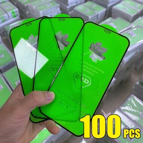 100pcs 20D Tempered Glass Full Coverage Cover Screen Protector Film Guard For iPhone 13 Pro Max 12 Mini 11 XS XR X 8 7 6 Plus SE