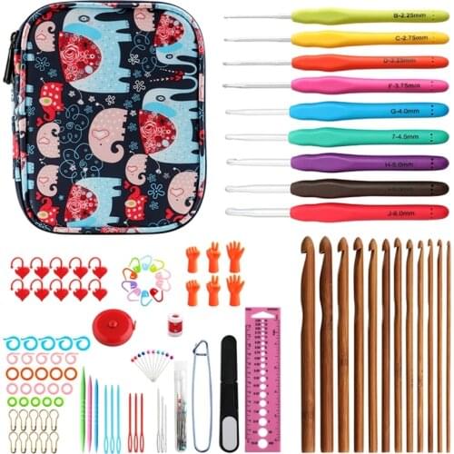 110Pcs Crochet Hooks Kit with Case Ergonomic Crochet Hooks Knitting Needles Weave Yarn Kits DIY Hand Knitting Art Tools