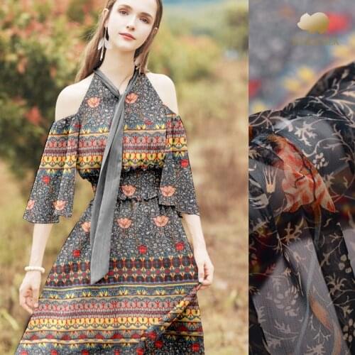 135cm digital inkjet silk smooth fabric 5mm light thin silk fabric transparent breathable dress scarf silk tulle fabric cloth