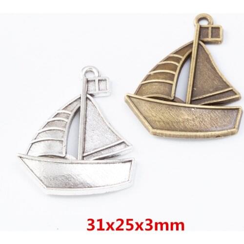 20 pieces of retro metal zinc alloy sailboat pendant for DIY handmade jewelry necklace making 7639