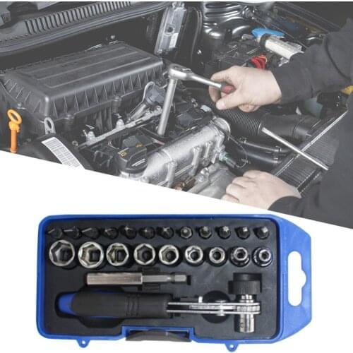 23Pcs wrench repairing tool Multifunctional Ratcheting Socket Wrench Set Box End Wrench Metric With Adapter Socket Screwdriver