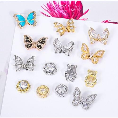 3D Flying Butterfly Nail Rhinestones Luxury Crystal Zircon Nail Jewelry Gold/Silver Alloy DIY Manicure Nail Art Decorations