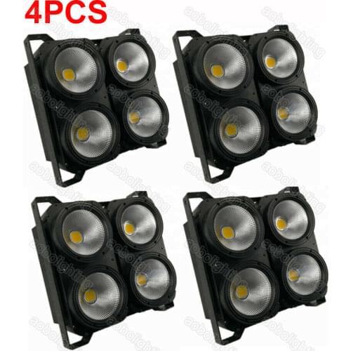 4pcs White Audio Studio Equipment 4 Eyes 4x100w COB DMX LED Blinder Par Lights