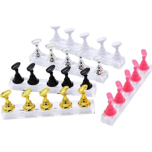5pcs/set Nail Art Practice Display Stand Acrylic Magnetic Showing Shelf 4 Colors Nail Polish Display Manicure Tool