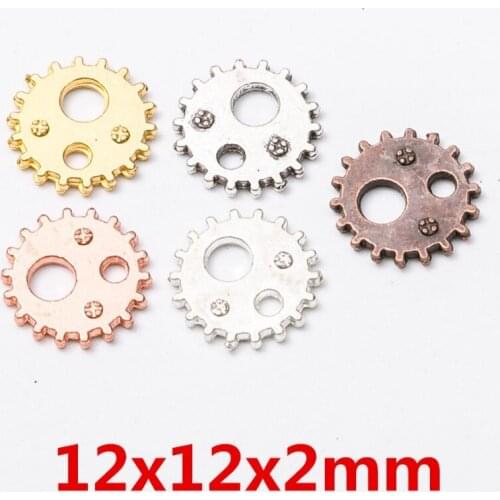 50pcs/Pack 12mm Gears DIY Jewelry Alloy Components with 10 Colors