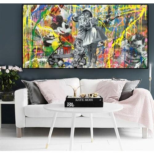 Abstract Street Art Cartoon Disney Mickey Mouse Canvas Painting Poster and Print Wall Art Picture home decoration no frame